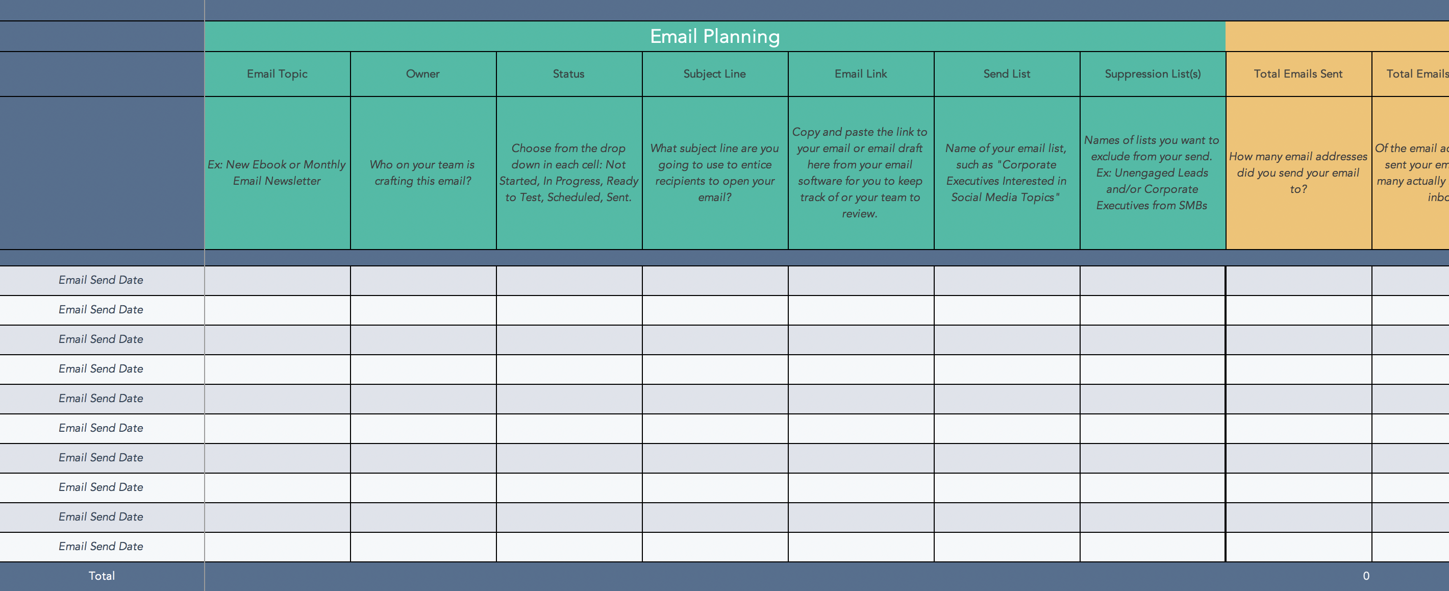 Email Marketing Schedule Template